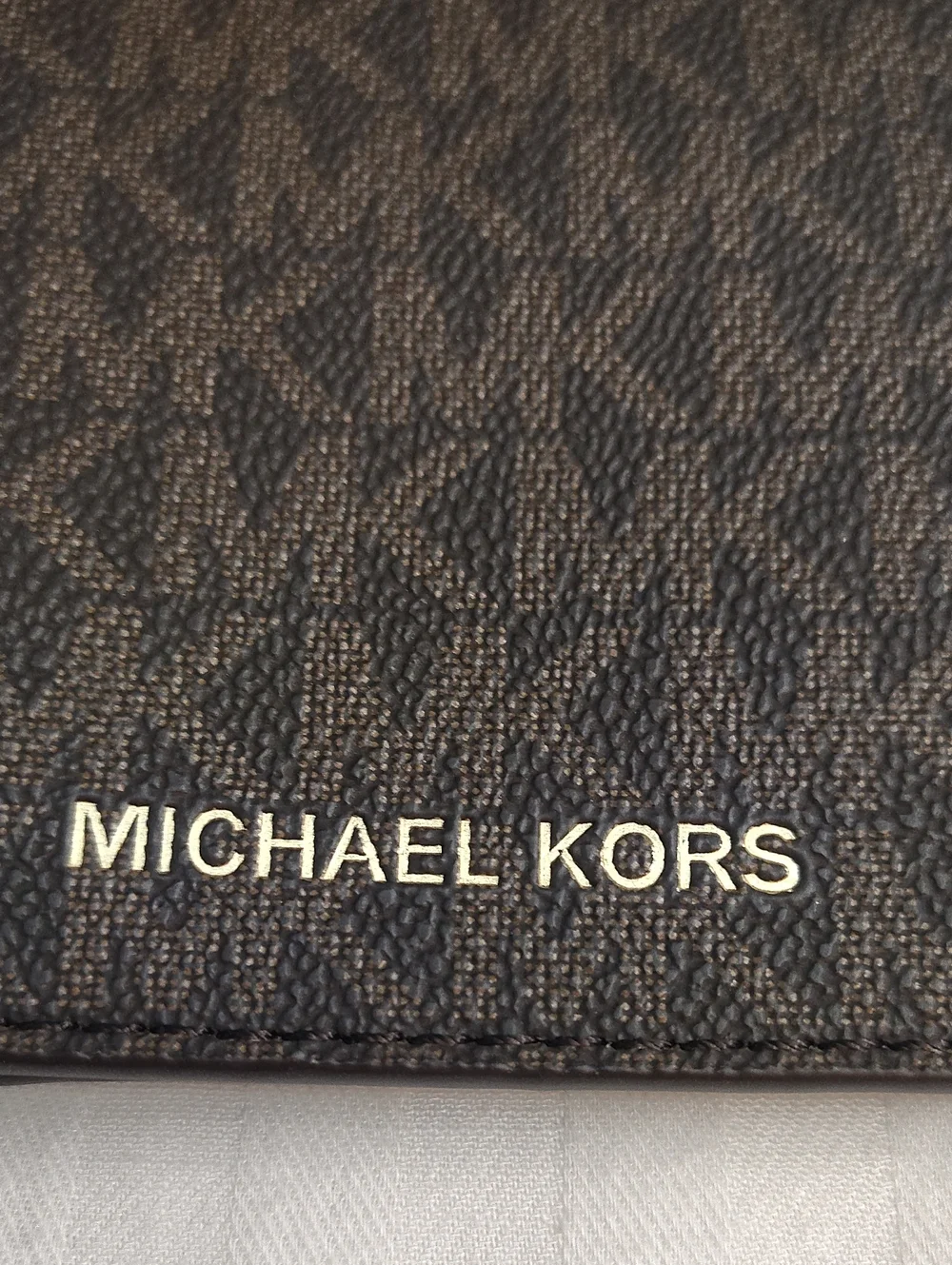 Michael Kors Brown Signature Logo Passport/Card Holder with Gold Logo